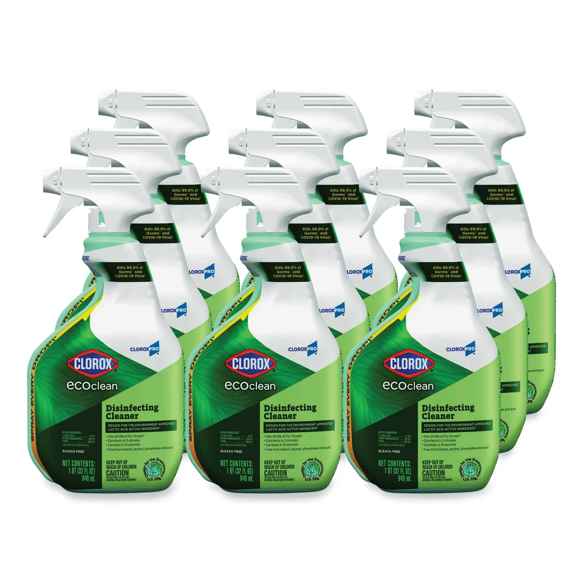 Clorox Clorox Pro EcoClean Disinfecting Cleaner 60213CT Unscented 32 oz 9/Carton cleaning — product photo