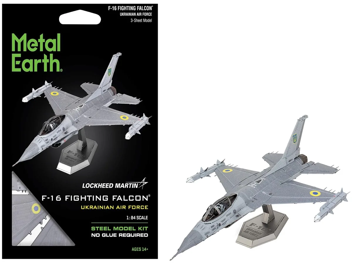 Metal Earth Metal Earth Lockheed Martin F-16 Fighting Falcon "Ukrainian Air Force" Hobby Collectible — product photo
