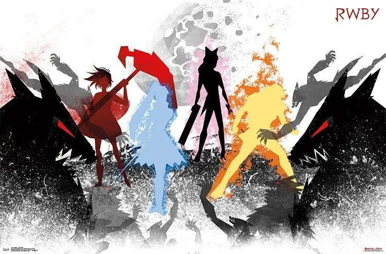 Poster print of RWBY battle scene, 34 by 22 inches, rolled in tube