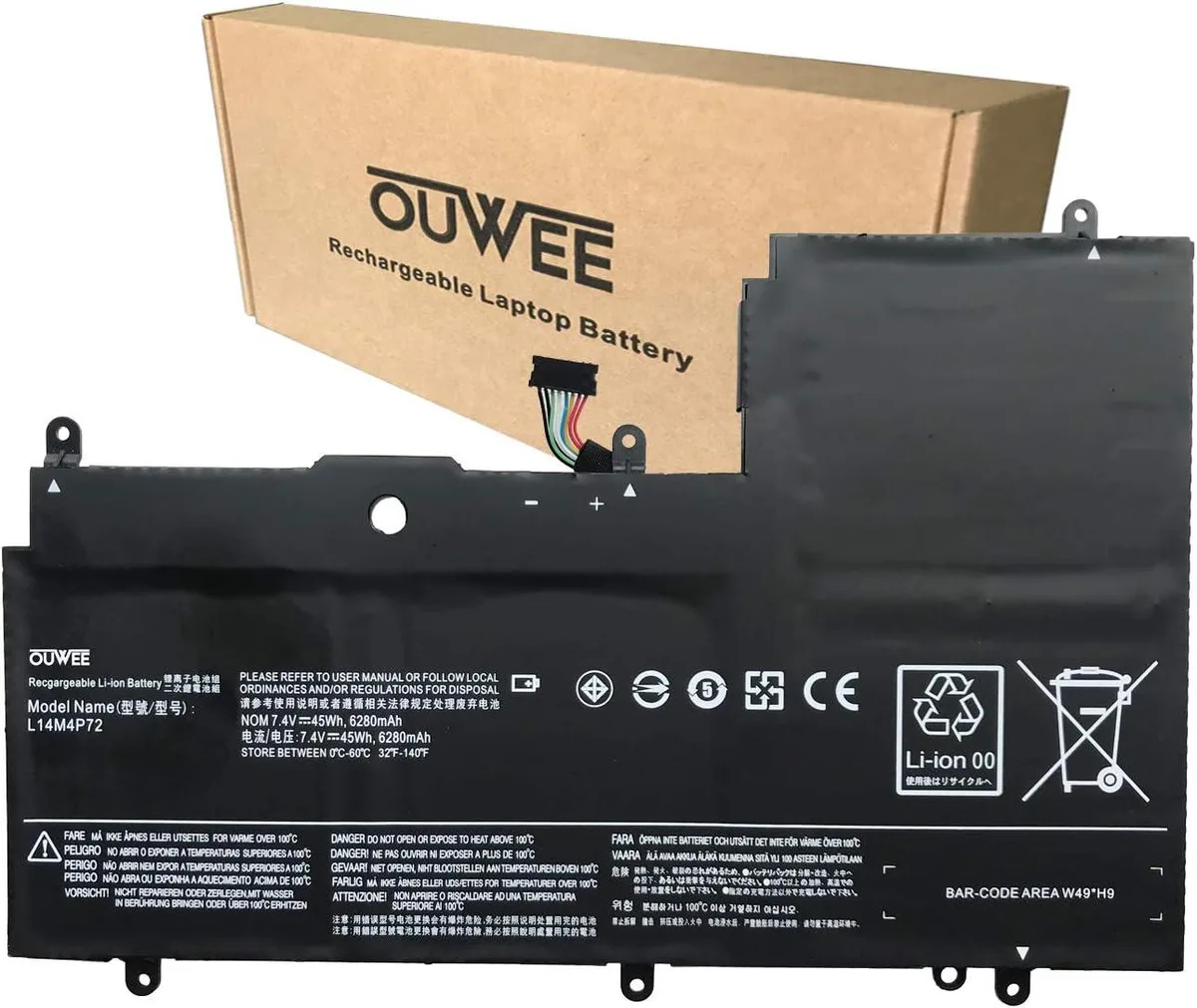 NShi NShi L14M4P72 laptop battery 7.4V 45Wh 6280mAh for Lenovo Yoga 3 14inch 3-1470 Yoga 700-14ISK — product photo