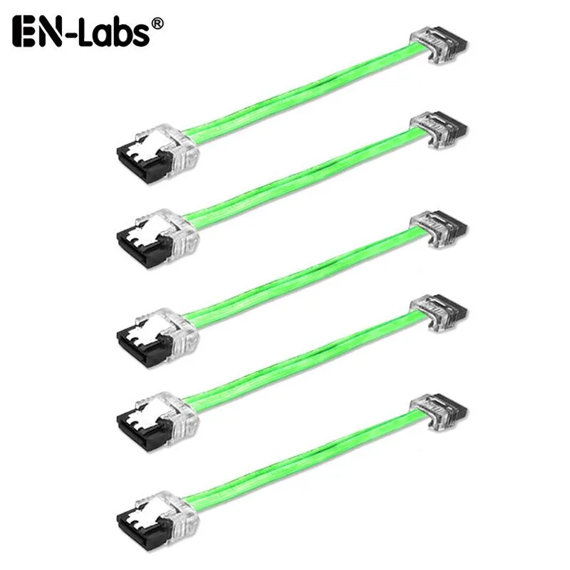 EN-Labs EN-Labs 5PKSATAIII15CMGN 5 Pack SATA 3.0 6Gbps Straight Cable UV Green 6 inch — product photo