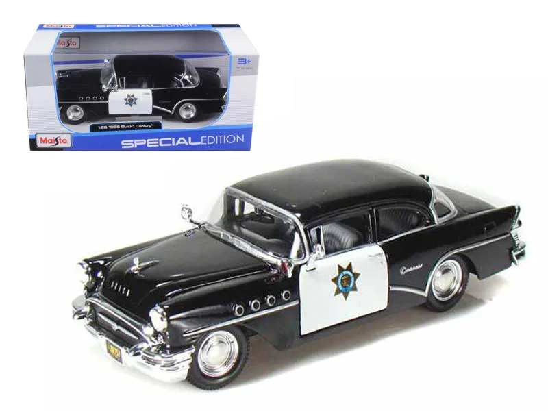 Maisto Maisto 1955 Buick Century Police Car Black and White 1/26 Diecast Vehicle — product photo