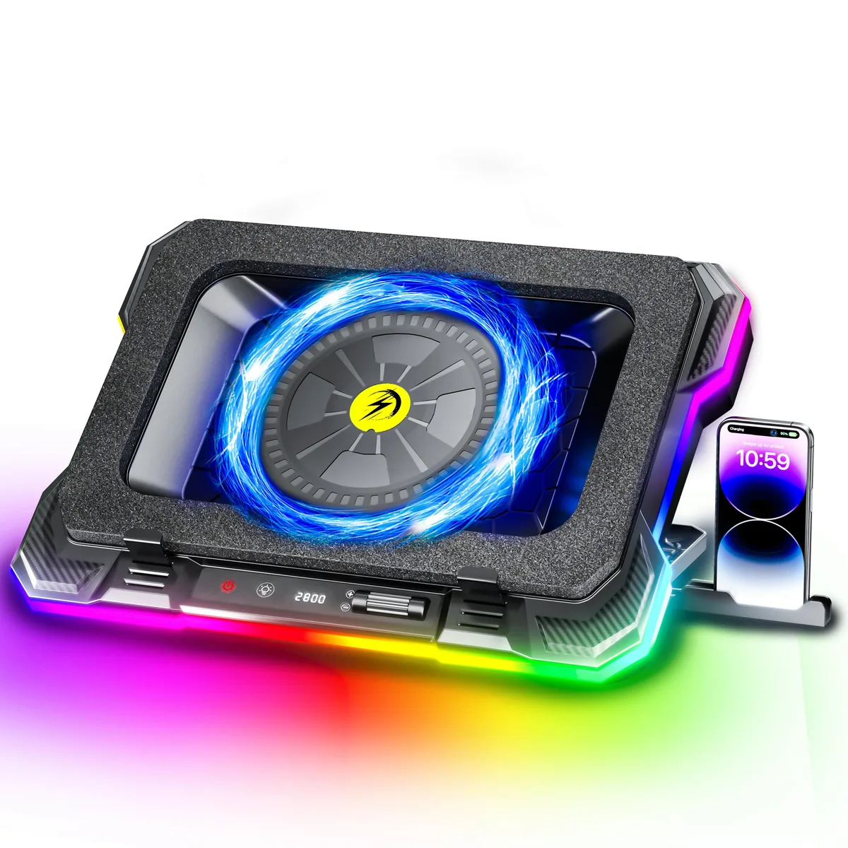 AICHESON AICHESON K1-12V laptop cooling pad 140 mm fan RGB 14-19 inch — product photo