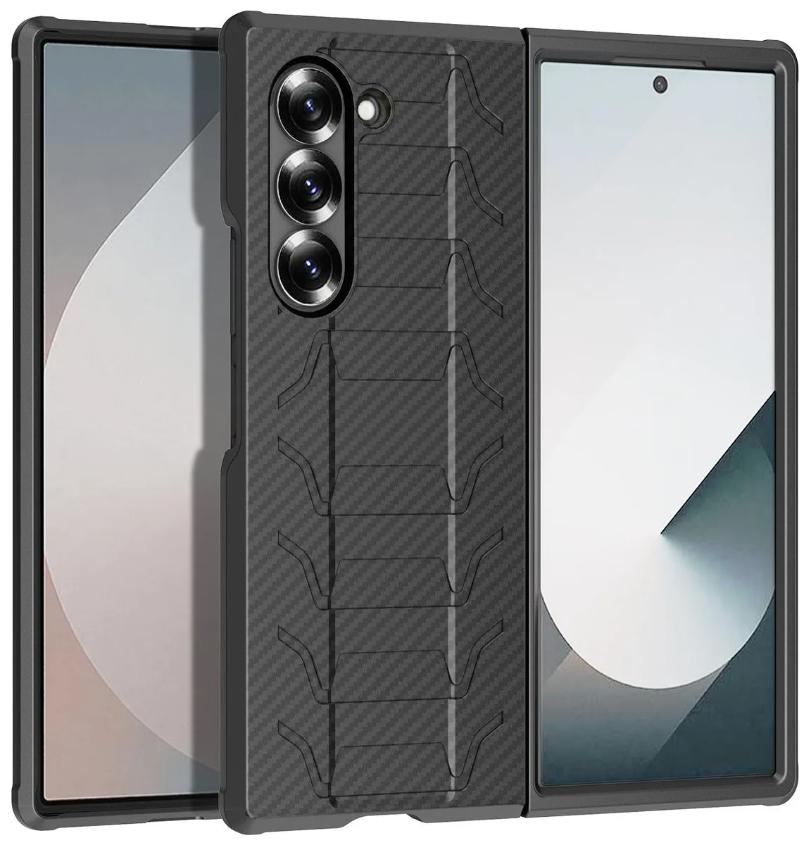 Nakedcellphone Nakedcellphone Tough Tactical Case for Samsung Galaxy Z Fold 6 Carbon Fiber Design — product photo