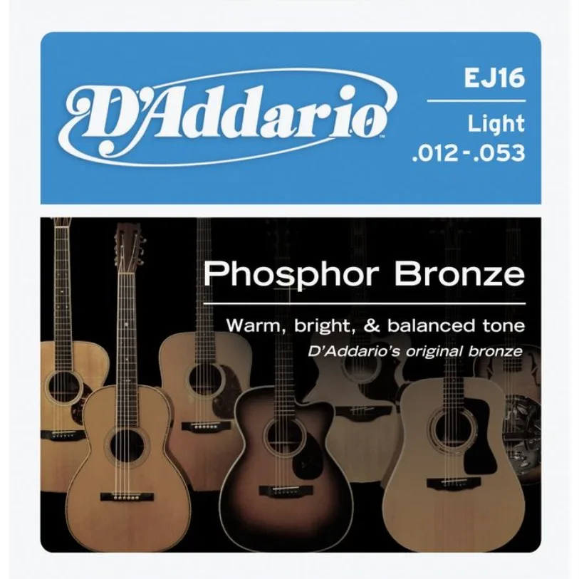 D'Addario D'Addario EJ16 Phosphor Bronze Acoustic Guitar Strings Light 3 Pack — product photo