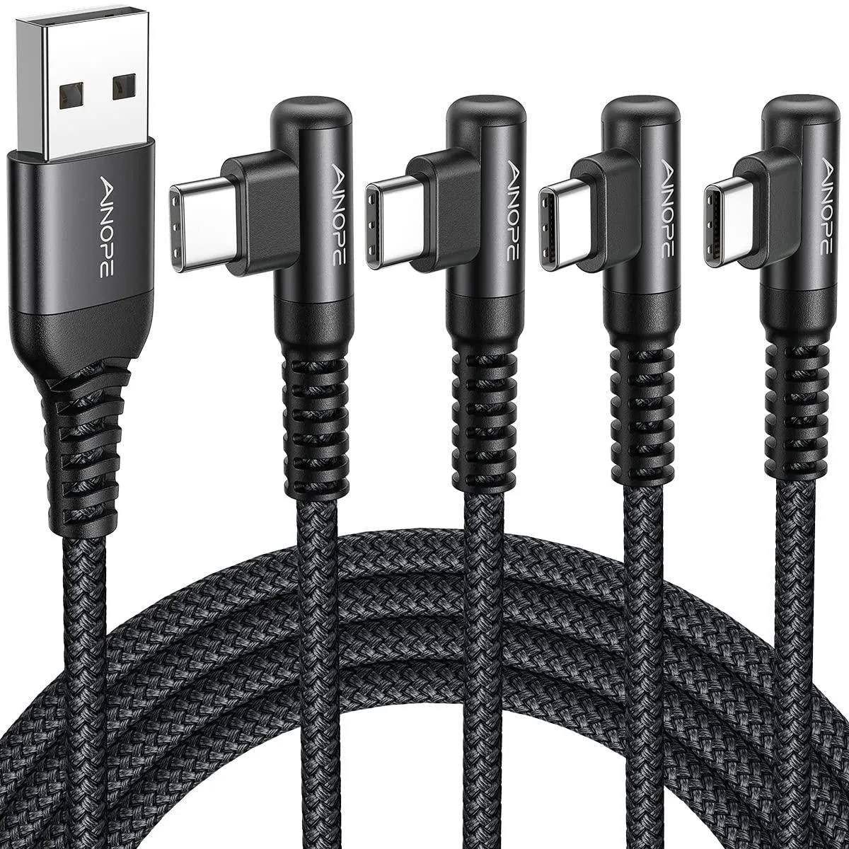 miqpower miqpower USB Type C Cable 4-Pack 3.3ft 3.3ft 6.6ft 10ft 3.1A Nylon Braided Right Angle — product photo