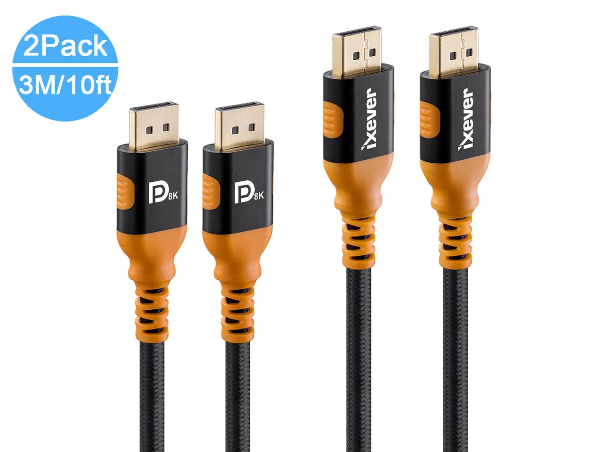 iXever iXever DP14C3M-2P DisplayPort 1.4 Cable 10ft 2Pack — product photo