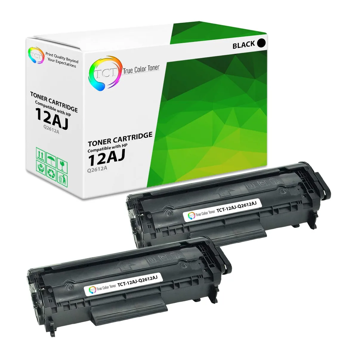 True Color Toner True Color Toner 12AJ Q2612A Jumbo Toner Cartridge 2 Pack Black 4000 Pages — product photo