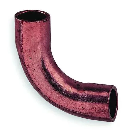 Copper 90-degree long-radius elbow, 5/8 inch tube size, smooth wrot finish