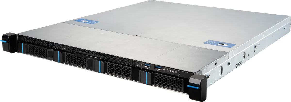 MSI MSI 939-S336-002 1U barebone server AM5 B650 4 DDR5 2×10G 2×2.5" 450W redundant — product photo