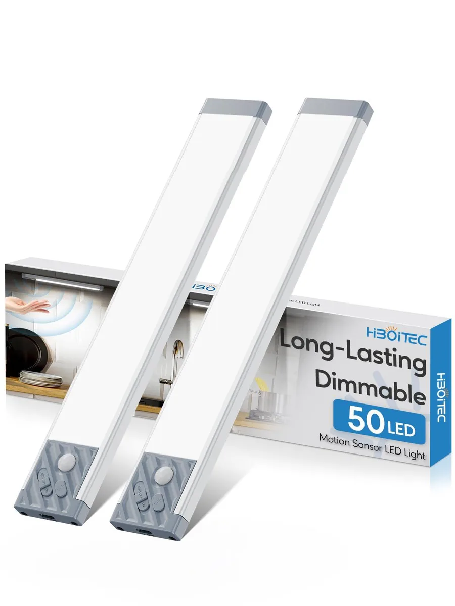 Two white 10-inch LED light bars with clear prismatic covers and magnetic mounting sheets