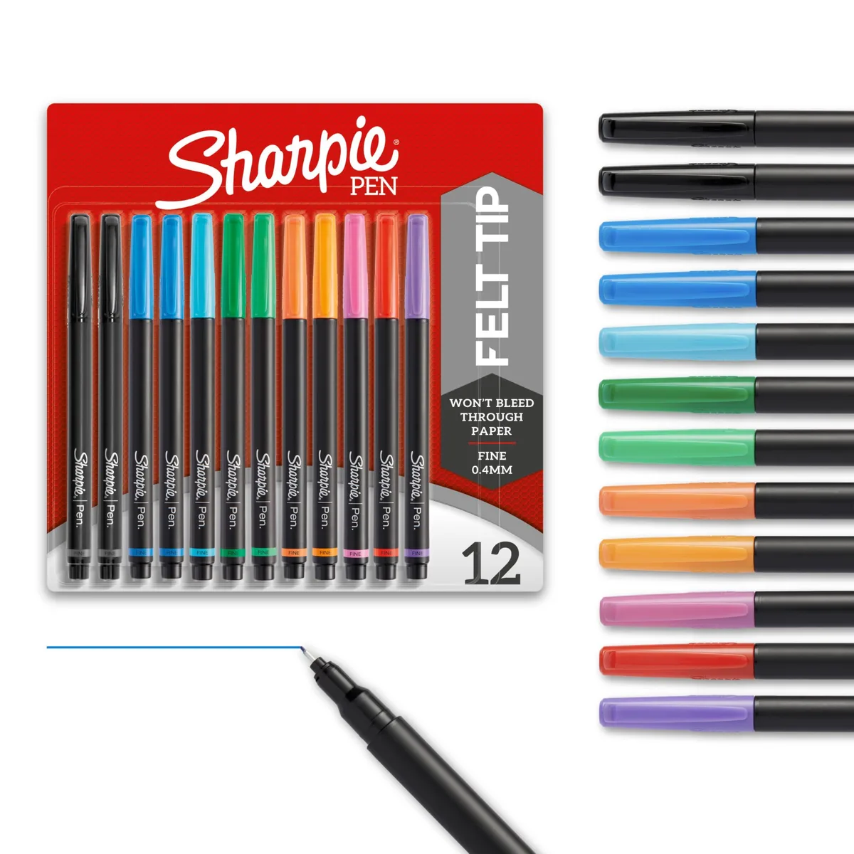  Sharpie Fine Point Pens 0.4mm Assorted 12 Count — product photo