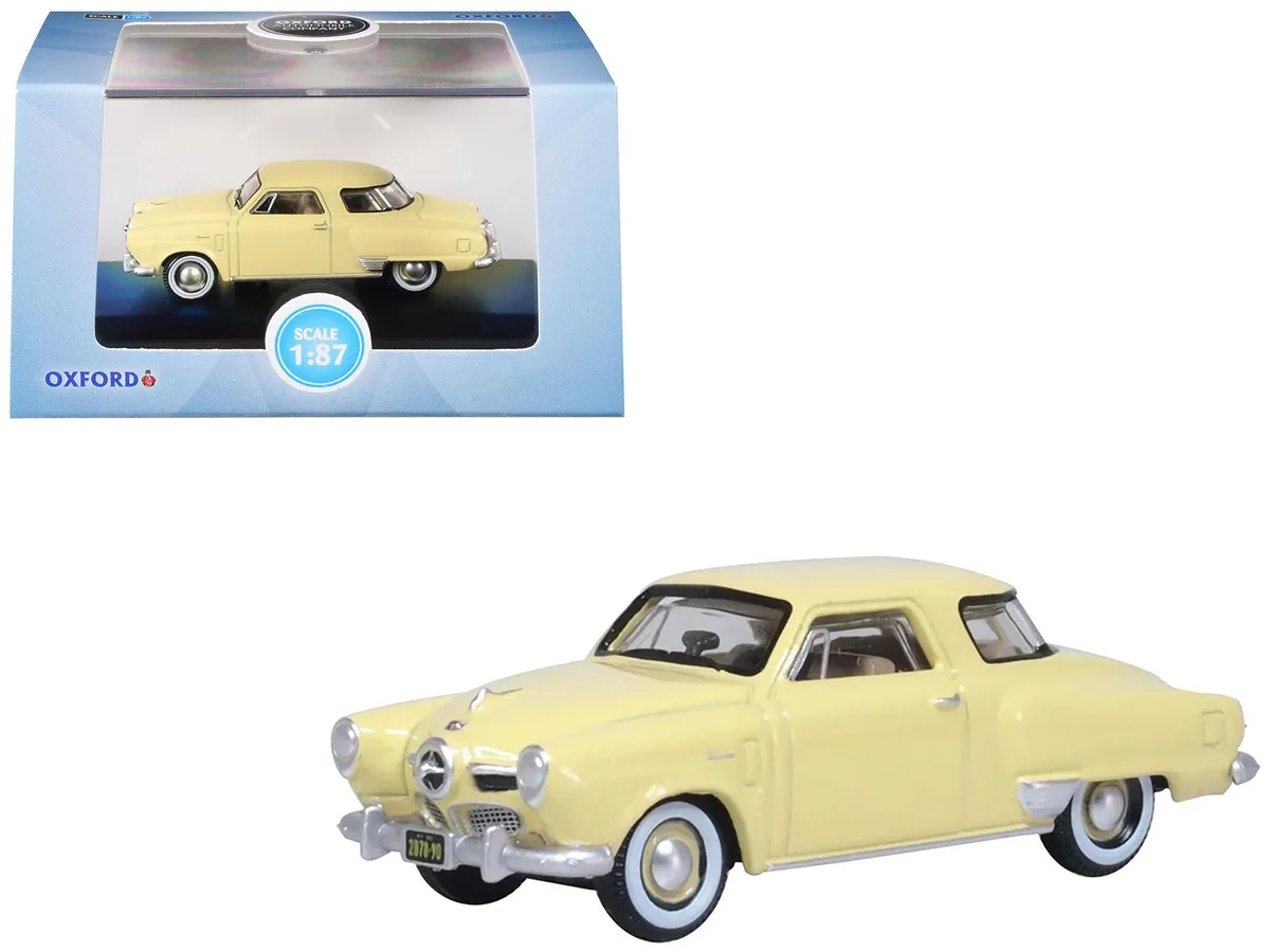 Oxford Diecast Oxford Diecast 1950 Studebaker Champion Starlight Coupe Tulip Cream 1/87 HO Scale hobby collectible — product photo