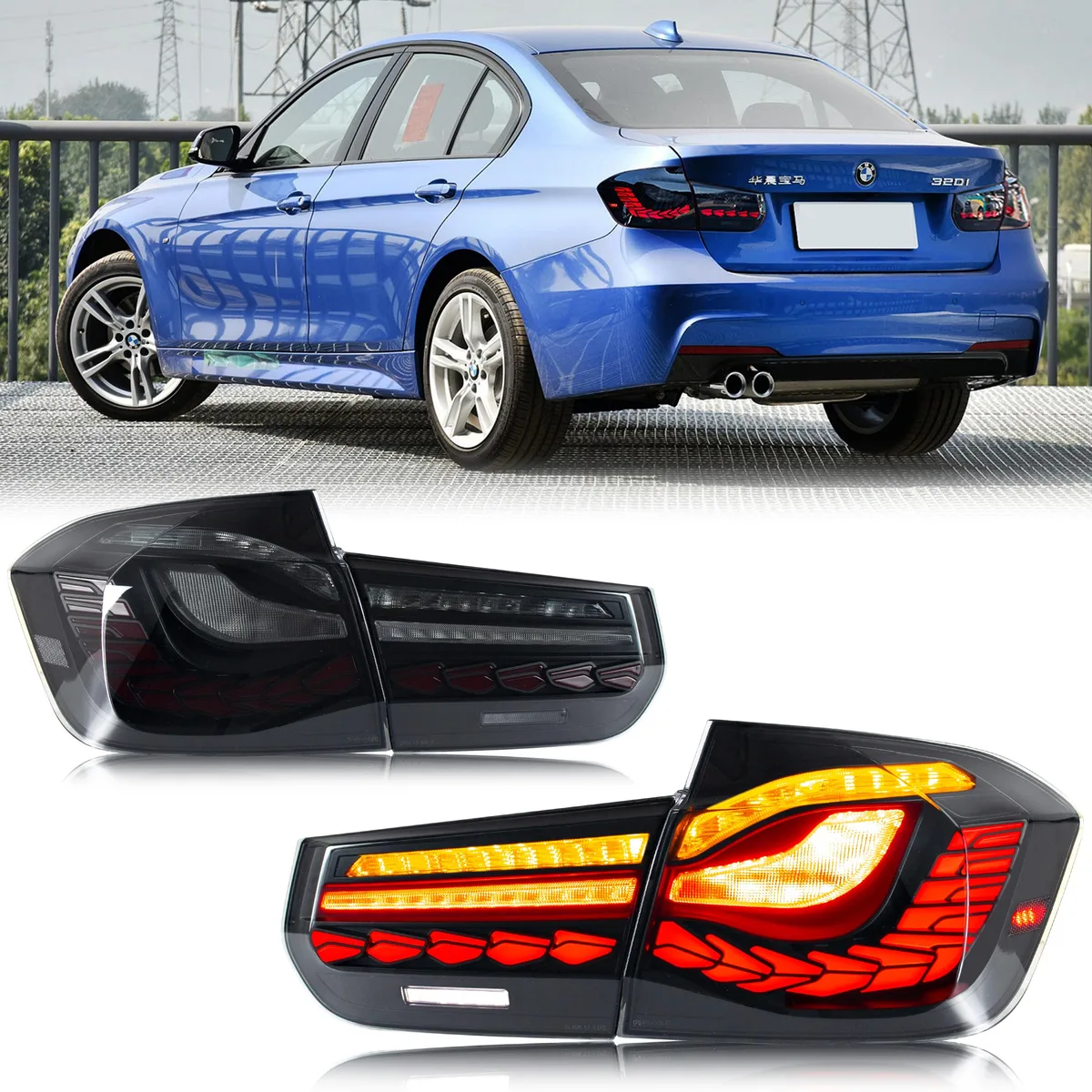 inginuity time inginuity time LED Tail Lights Sequential Indicator 2012-2018 BMW F30 F35 F80 M3 Black — product photo