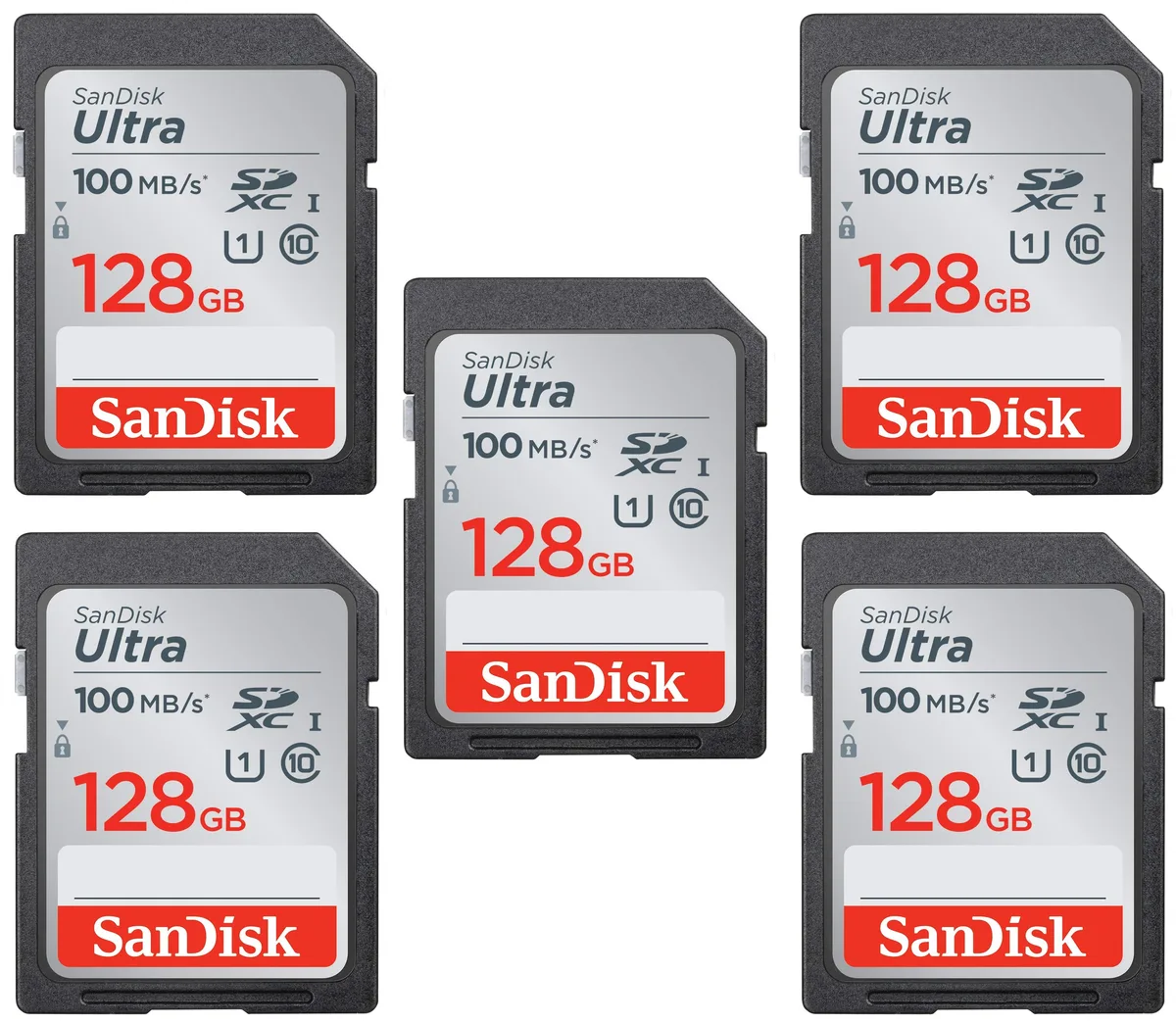 SanDisk SanDisk Ultra 128GB SDXC Class 10 5-pack with Cases — product photo