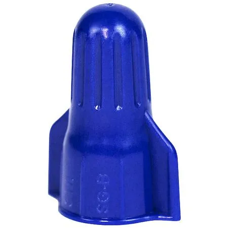 Blue twist-on wire connector with winged polypropylene shell