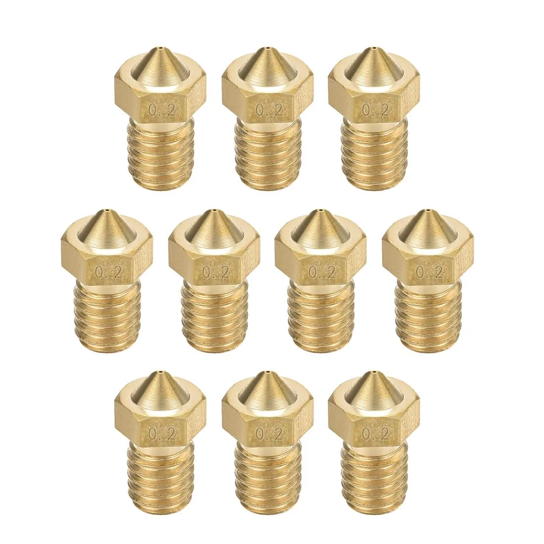 Unique-Bargains Unique-Bargains 0.2mm Brass Nozzle V6 M6 1.75mm 10pcs — product photo