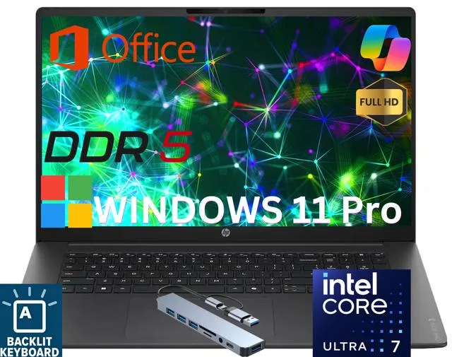 HP HP OmniBook 3 17.3" Intel Core Ultra 7 255U 16GB DDR5 1TB SSD Windows 11 Pro — product photo