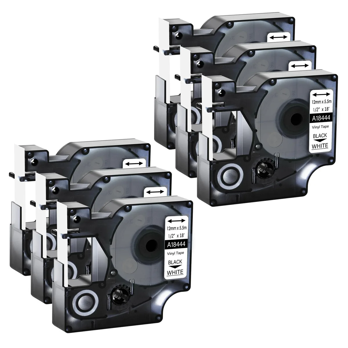 GREENCYCLE GREENCYCLE A18444 labelmaker tape 12mm x 5.5m 6 pack — product photo