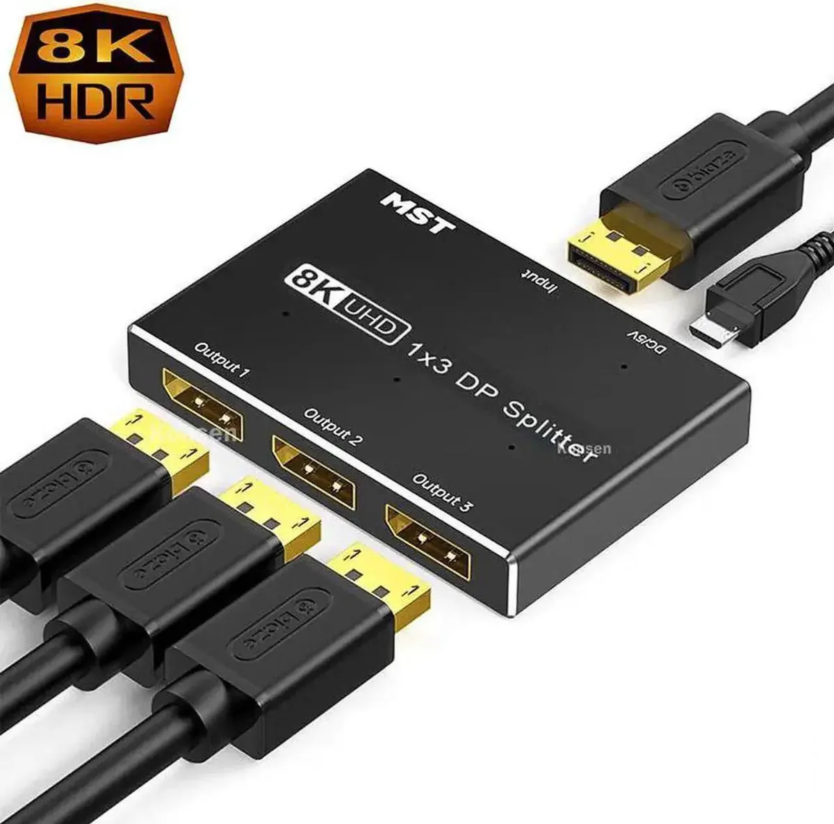 Vszerda Vszerda 1x3 DisplayPort Splitter 8K@30Hz 4K@144Hz DP 1.4 — product photo