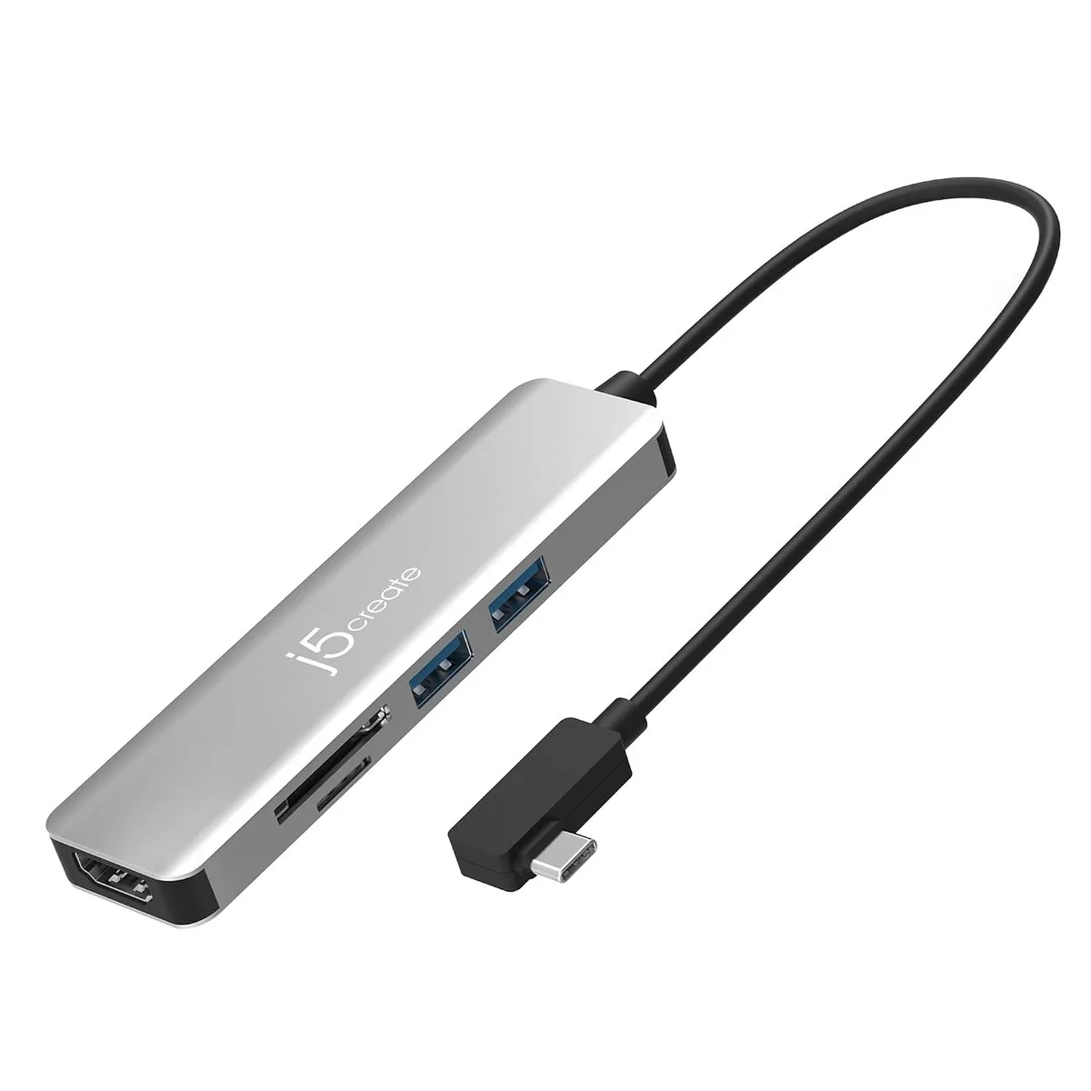 LORDWORLD LORDWORLD JCD372S USB-C 3.2 Gen 2 5-Port Adapter 4K HDMI 2 USB-A 10Gbps SD microSD 3.0 90° L-Shape — product photo