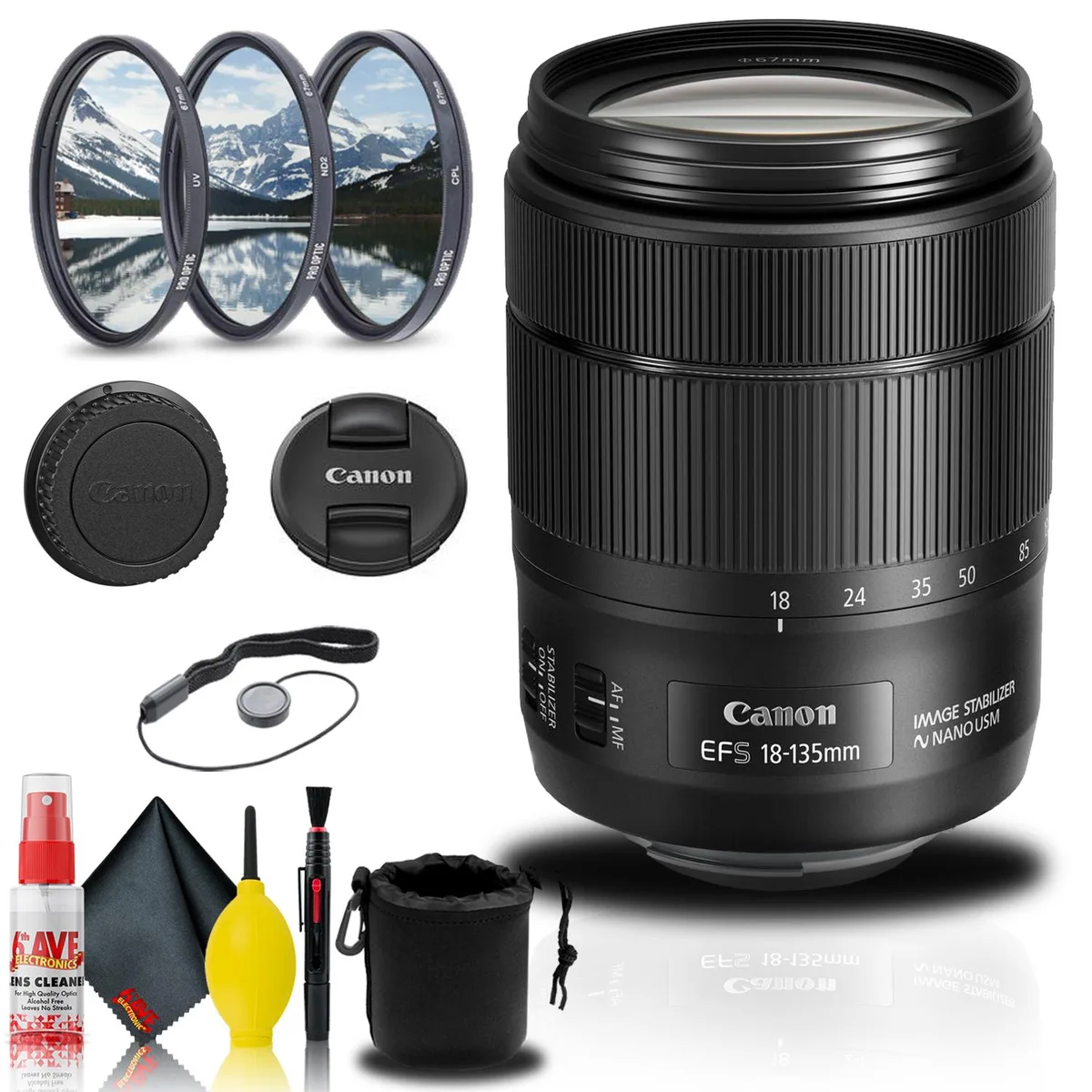 Canon Canon EF-S 18-135mm f/3.5-5.6 IS USM Lens + Filter Kit (1276C002) — product photo