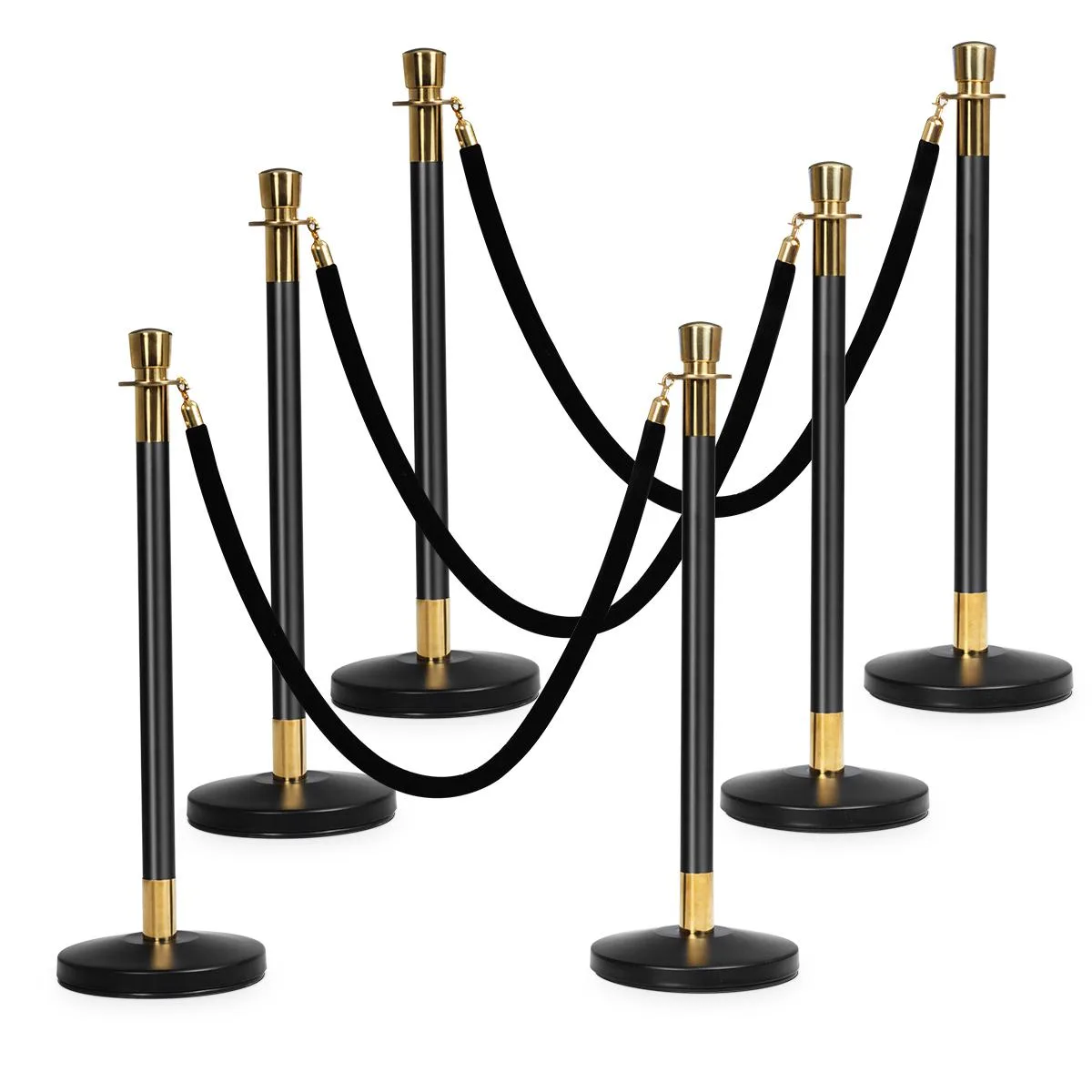 Costway Costway 6Pcs Stanchion Posts Retractable Velvet Ropes Crowd Control Barrier 94lbs 201 Stainless Steel — product photo