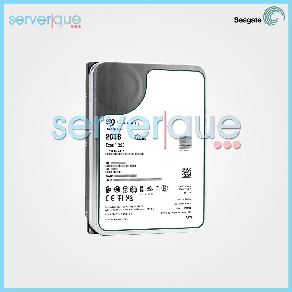 Seagate Seagate ST20000NM007D Exos X20 20 TB 7.2K SATA 3.5" 4Kn — product photo