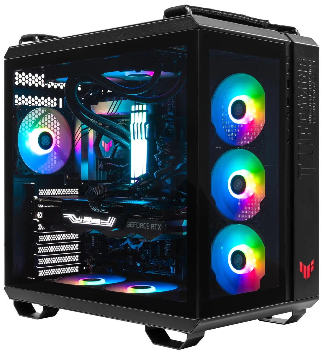 ArsenalPC ArsenalPC TUF GT502 Ryzen 9 9950X3D RTX 5080 128GB DDR5 4TB NVMe Liquid Cooled gaming PC — product photo