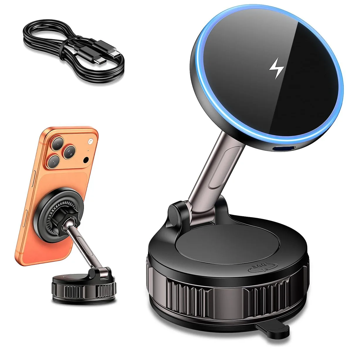  QUZUDN X21 MagSafe Car Mount Charger 15W Black USB-C — product photo