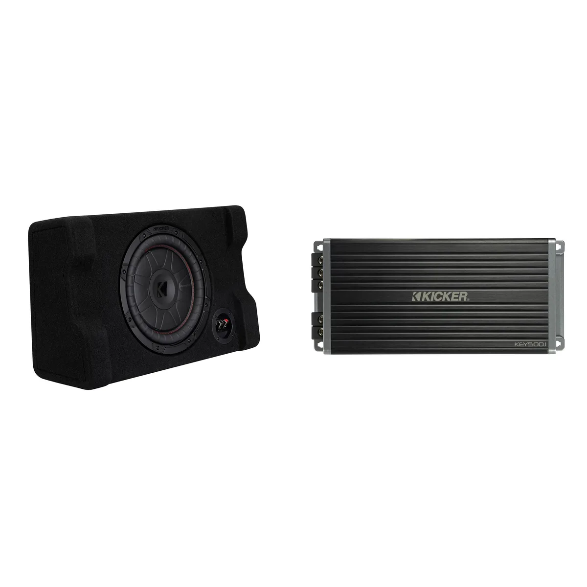 KICKER KICKER 52CVTDF102 10" Down-Firing Subwoofer &amp; 47KEY5001 500W Amp Bundle — product photo