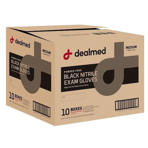 Dealmed Dealmed 787352 Nitrile Exam Gloves Black M 1000 PK — product photo