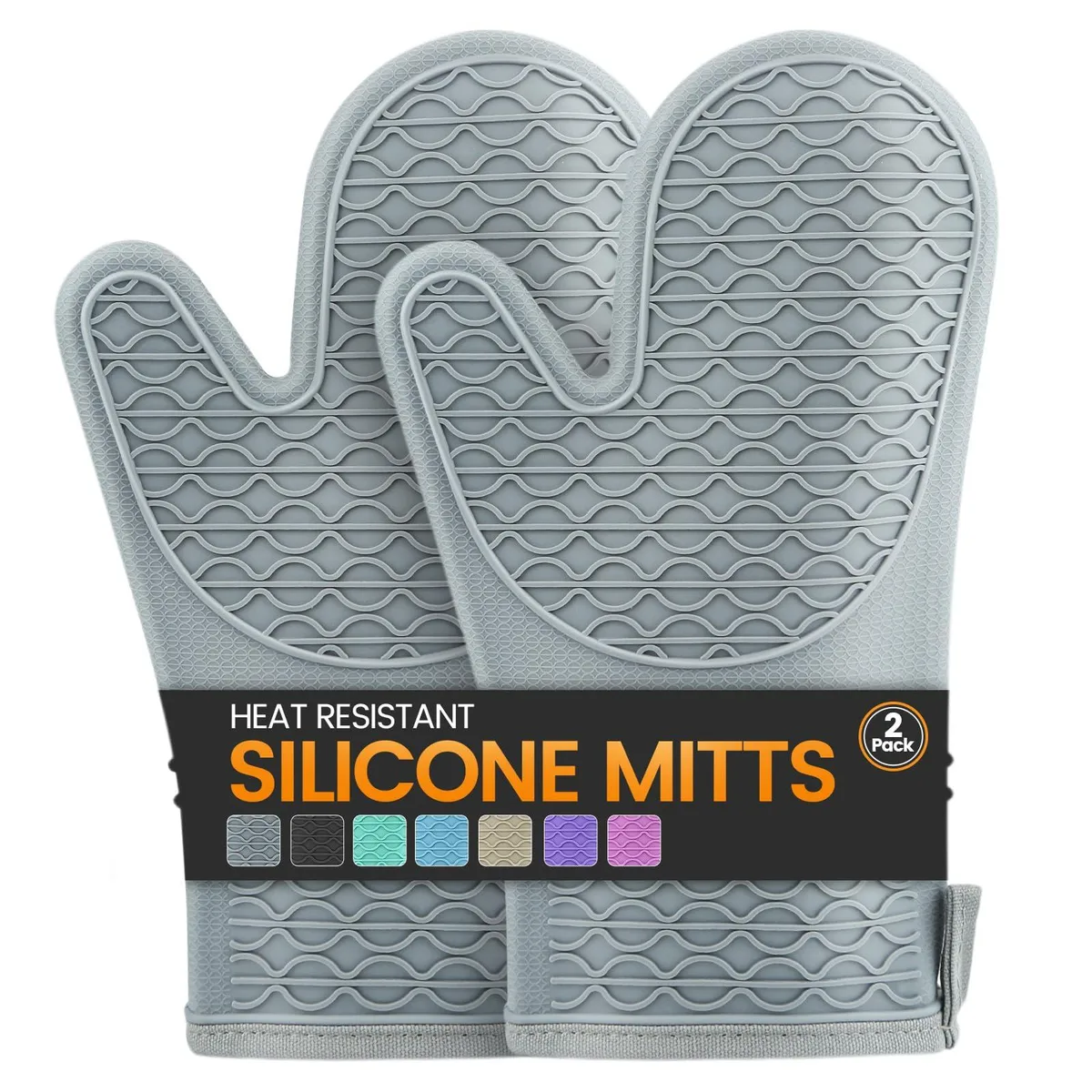 HESEE Oven Mitts 2PCS Grey 12.5 Inch — product photo