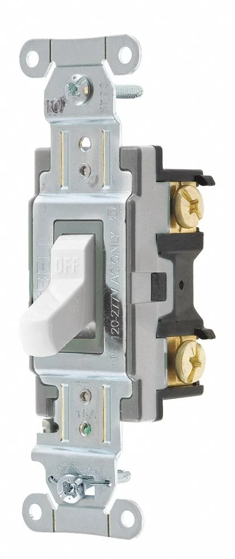 White single-pole wall switch with shatter-resistant finish