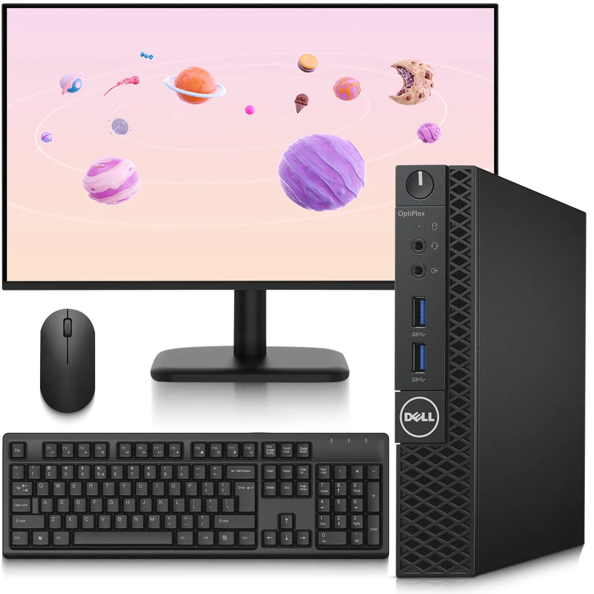 DELL DELL OptiPlex 3050 Mini desktop PC i5-6500T 16GB 128GB 24″ monitor Win 11 Pro — product photo