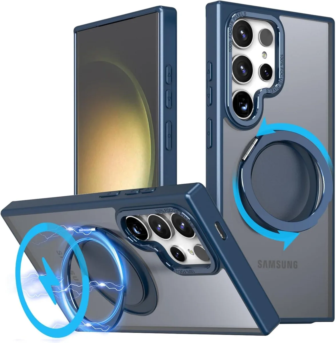 BONAEVER BONAEVER Galaxy S23 Ultra / S22 Ultra 6.8" Case Magnetic Ring Kickstand Blue — product photo