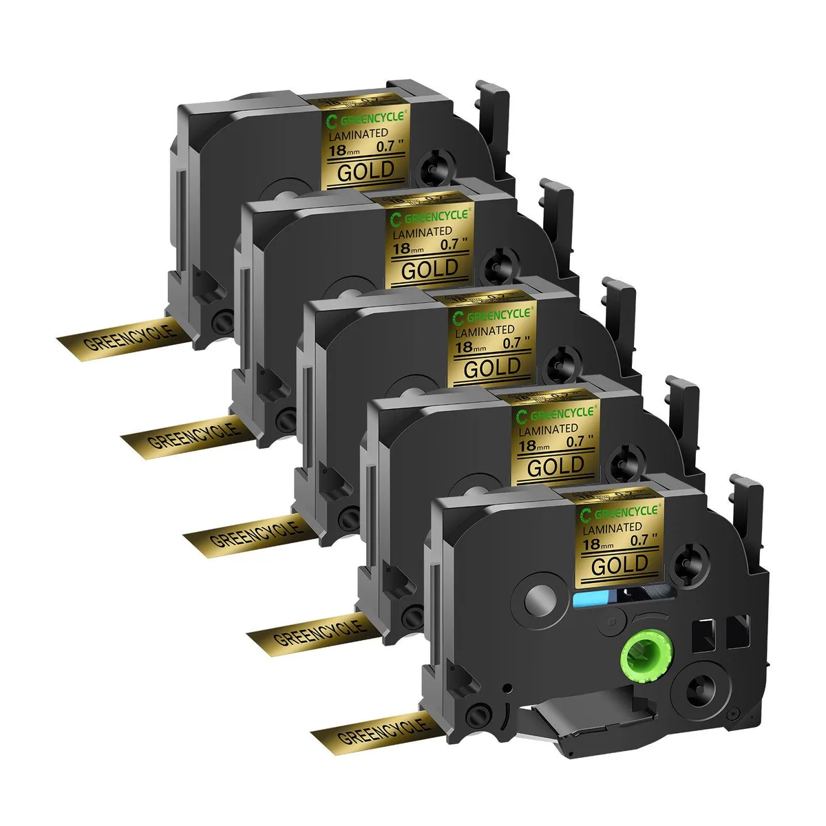 GREENCYCLE GREENCYCLE TZe-841 18mm Black on Gold label tape 5 pack — product photo
