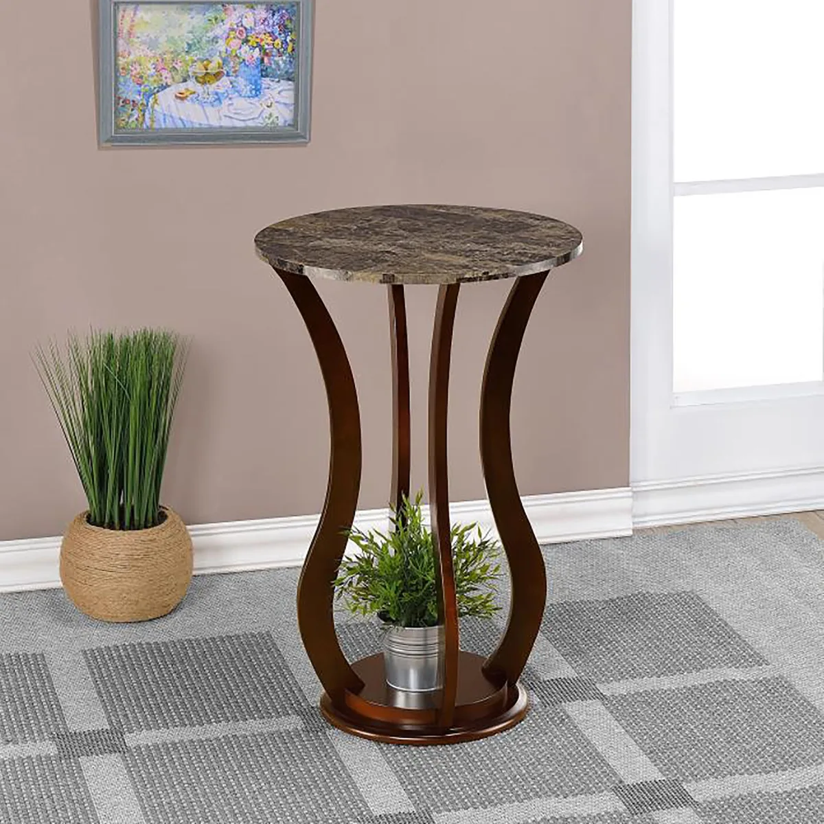 tuphen tuphen Brown Round Occasional Table Faux Marble Top — product photo