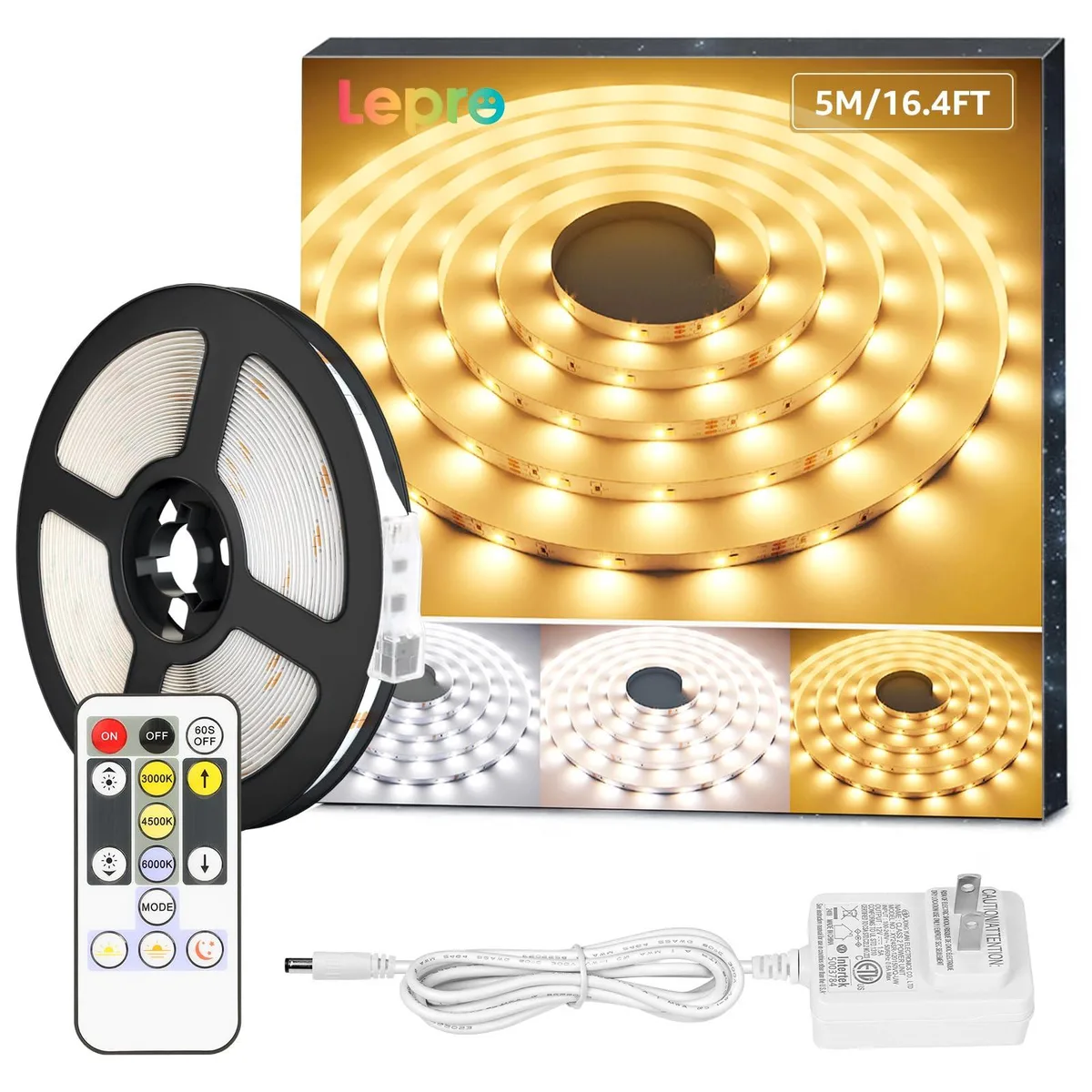 Flexible white LED strip on reel, plastic housing, 300 LEDs, 16.4ft length