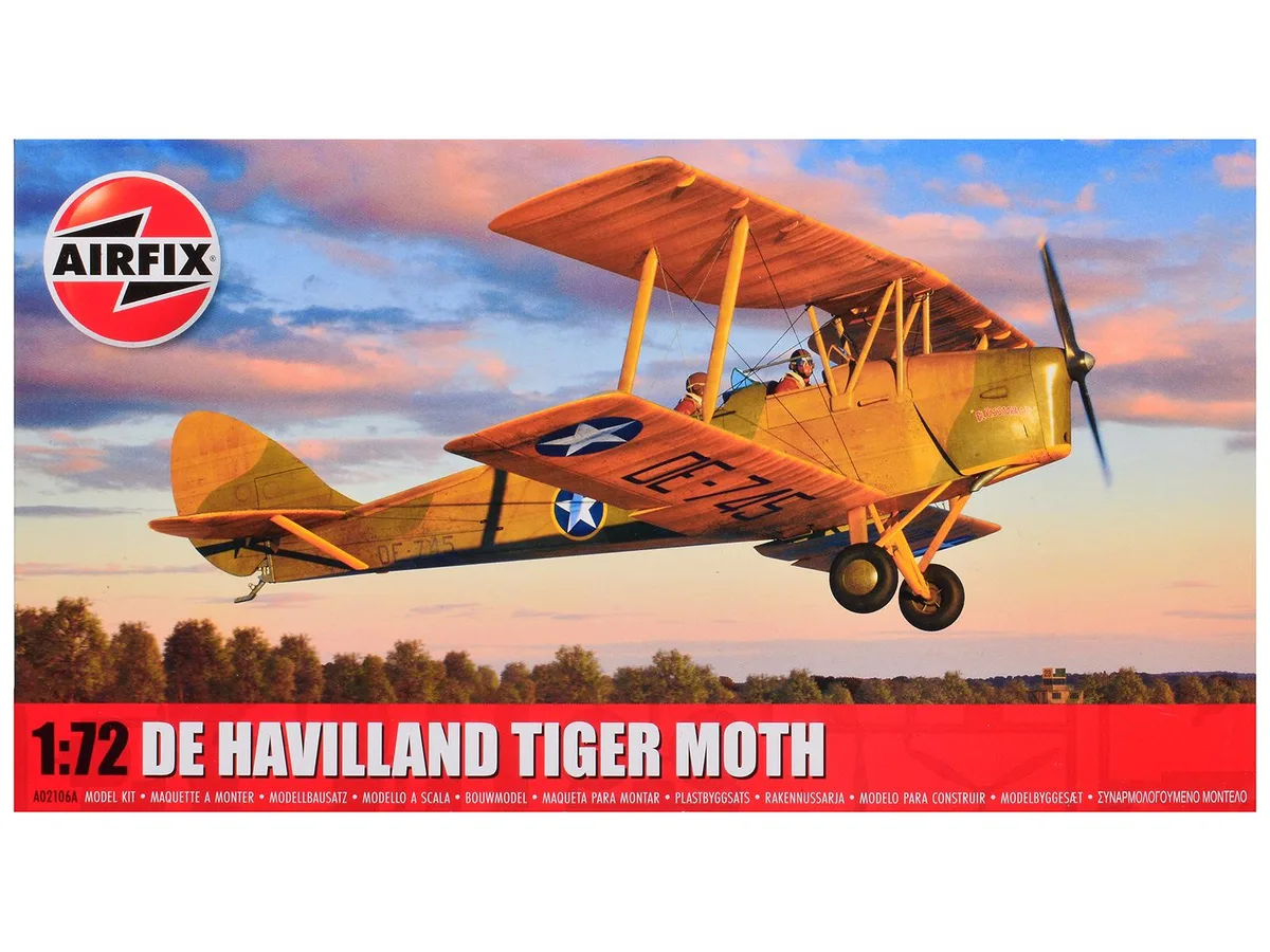Airfix Airfix De Havilland Tiger Moth 1/72 Plastic Model Kit 42 Parts — product photo