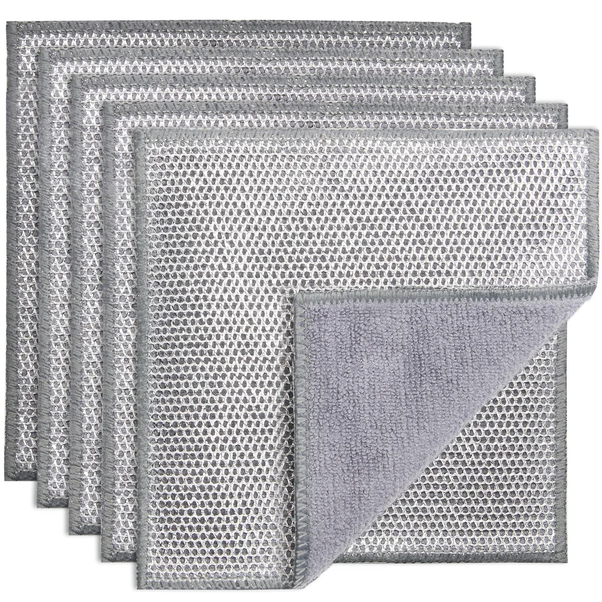 3M 5 Pack Dual Sided Scrubber Cloths 7.87 in — product photo