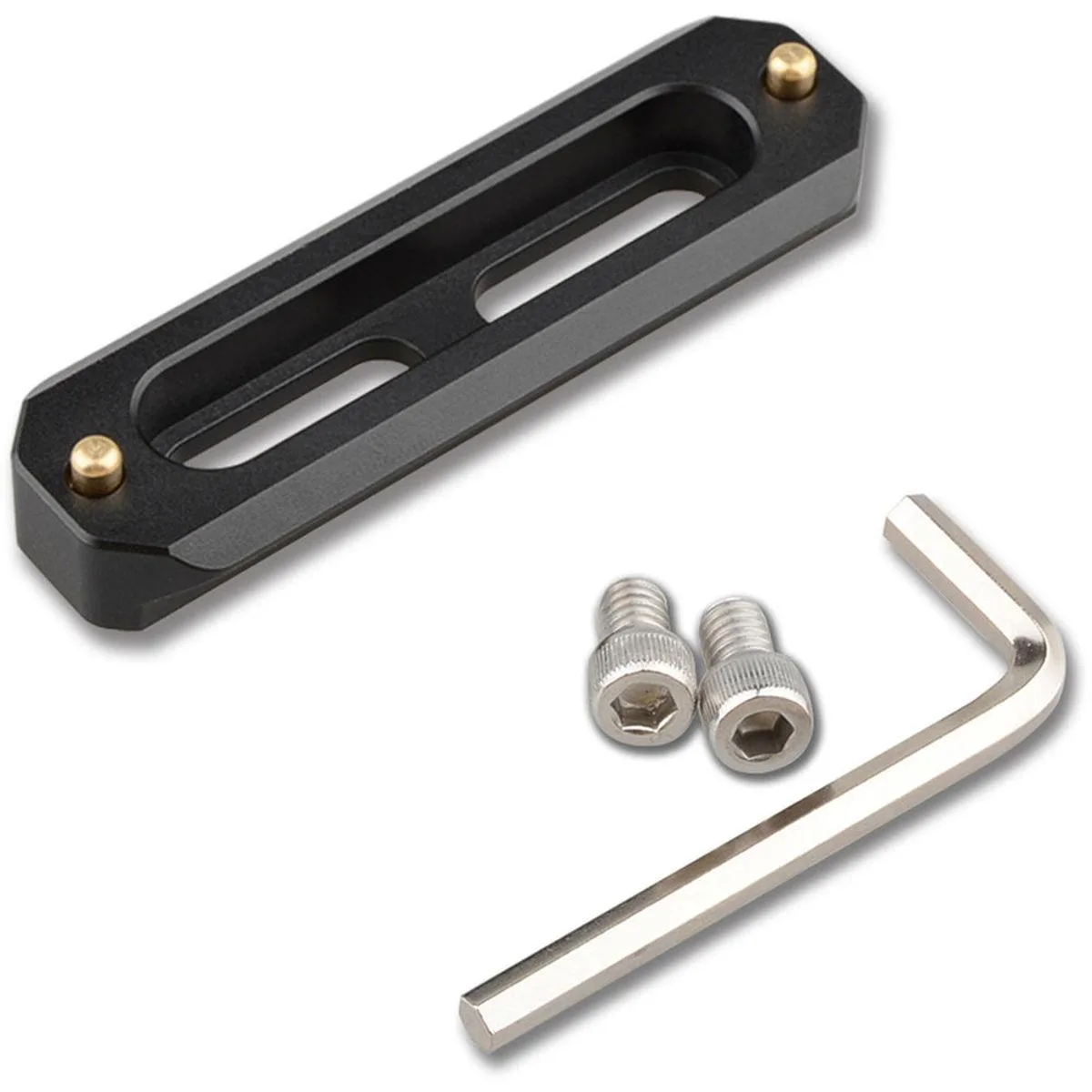 Short silver aluminium NATO rail with spring-loaded pins, 2.76 inches long