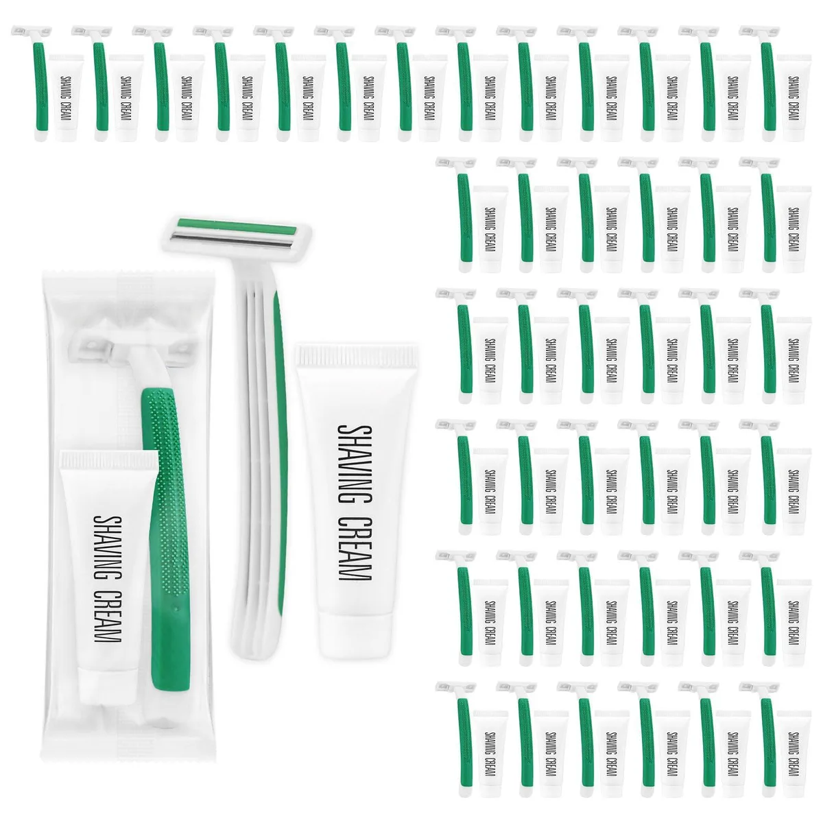  skourvut Disposable Twin Blade Razors with Shaving Cream Green 30 Pack — product photo