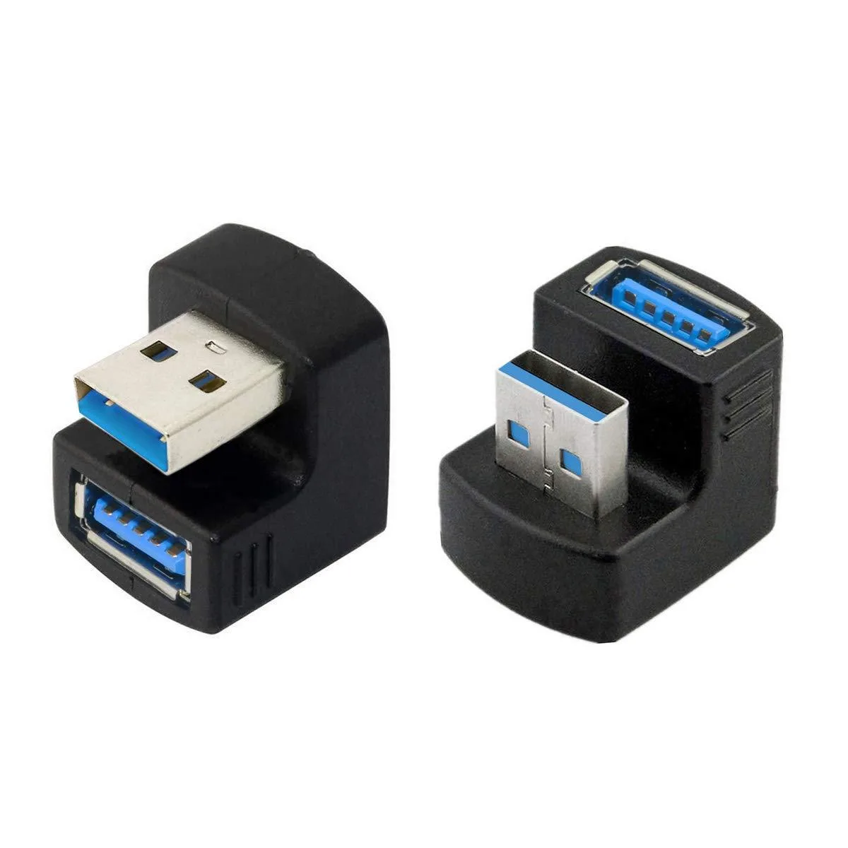 LORDWORLD LORDWORLD USB 3.0 Angled Adapter A Male to Female 180° Pair 5Gbps — product photo
