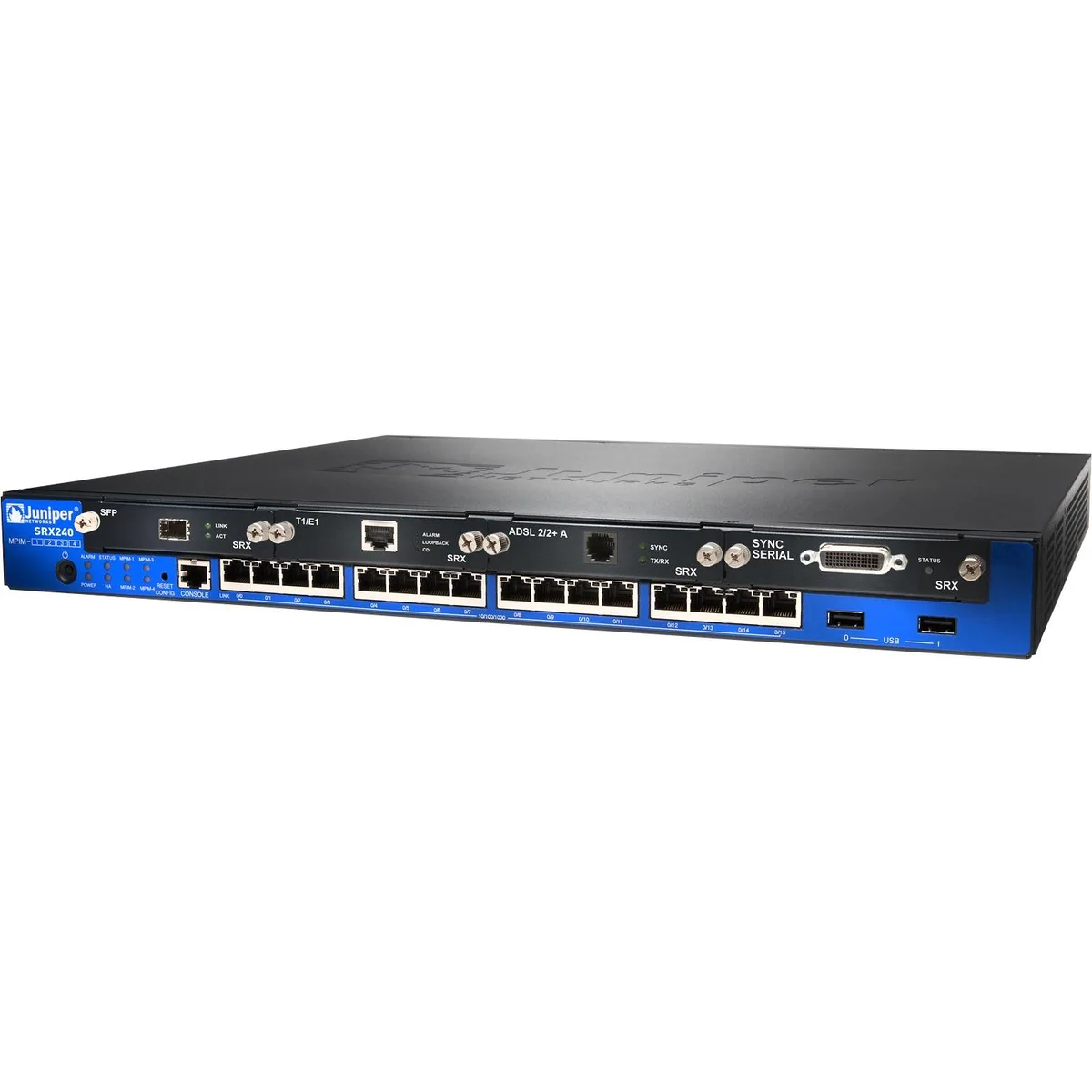 HPE Juniper Networking HPE Juniper Networking SRX240H2-DC 16-port firewall appliance — product photo