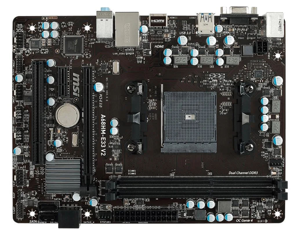 MSI MSI A68HM-E33 V2 AMD motherboard Socket FM1 DDR3 32GB Micro ATX — product photo