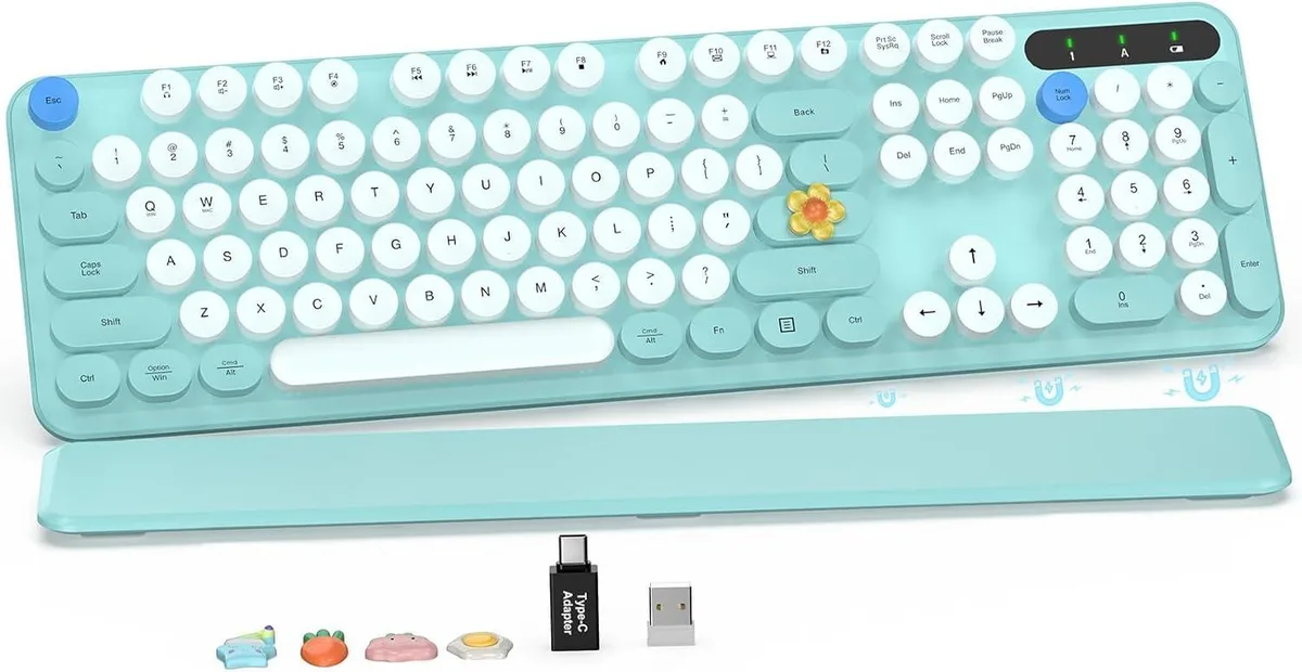 usbroway usbroway Wireless Gaming Keyboard Round Keycaps Tiffany Blue — product photo