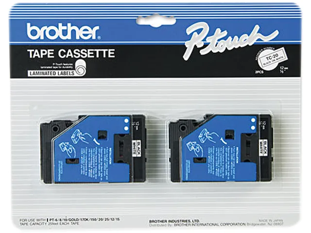 Brother Brother TC-20 Tape Cartridge Black on White 2/Pack POS Accessory — product photo