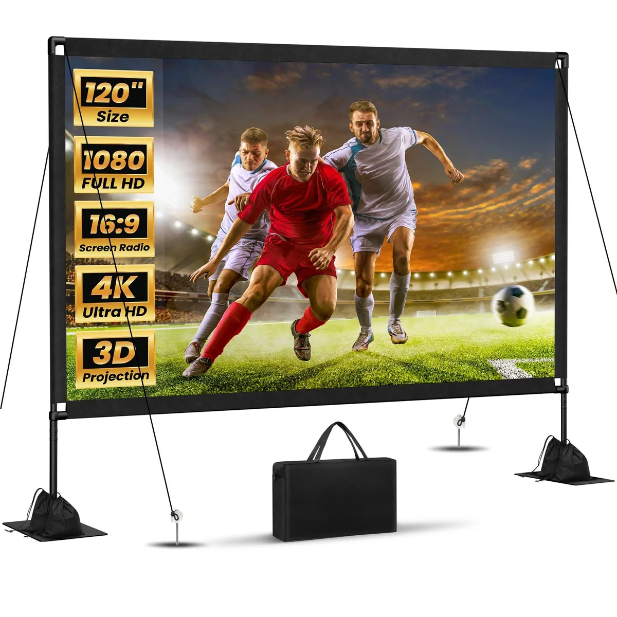  ZUVMITG SKU-TYMB-120 120" 16:9 projector screen with stand — product photo