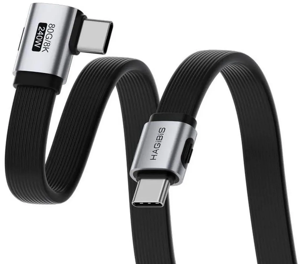 Short 1.6ft USB4 cable with side 90° angled connector